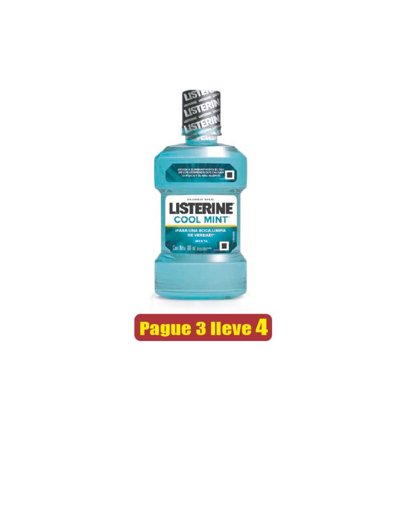 LISTERINE COOL MINT 180ML PAGUE 3 LLEVE 4