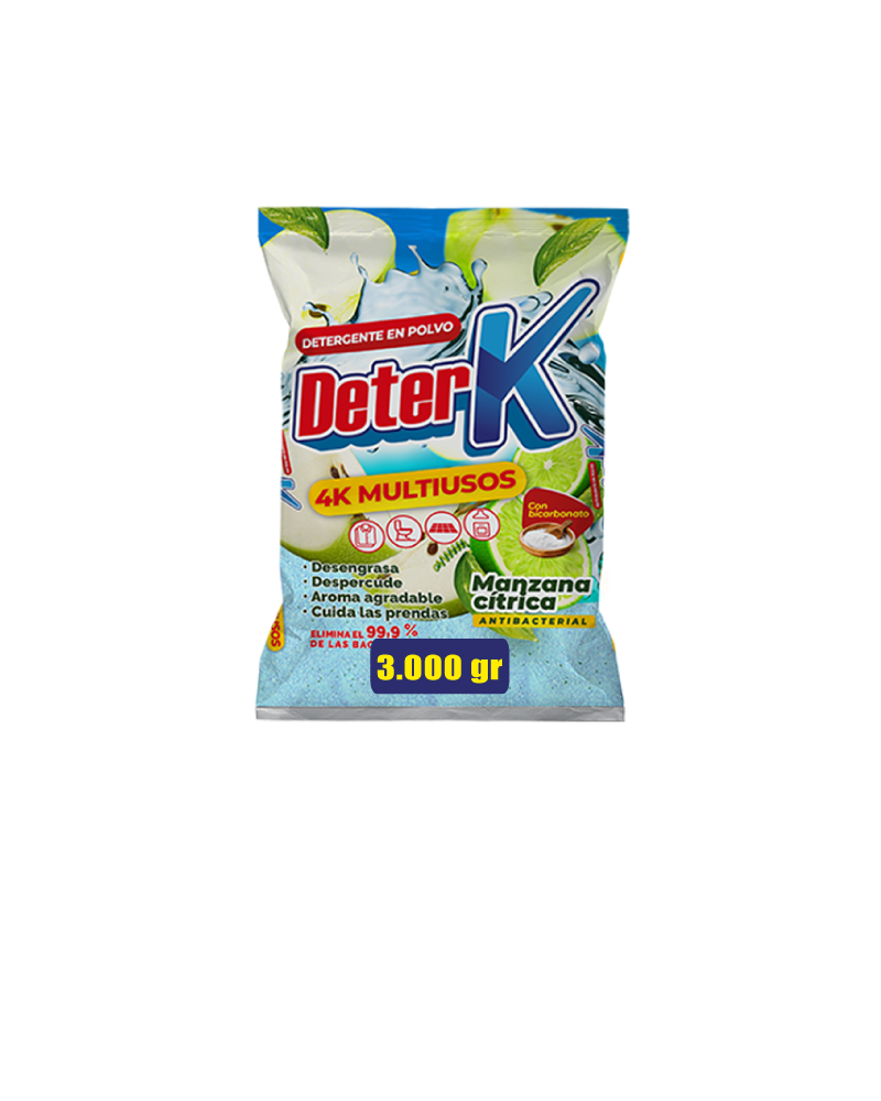Detergente en Polvo Antibacterial 4K Manzana Cítrica x 3000 g